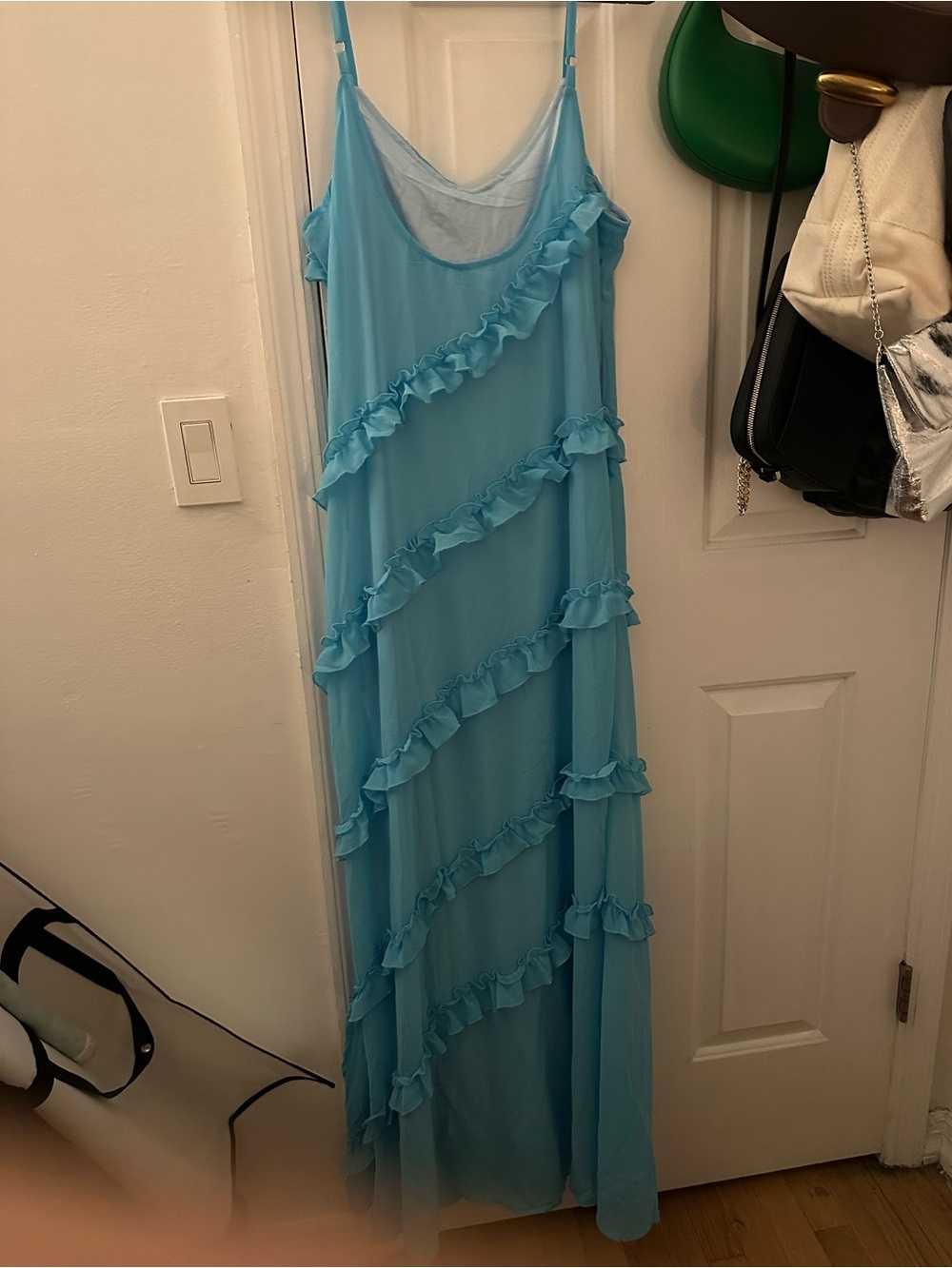 Light Blue Ruffle Slip Dress - Picture 2 of 3